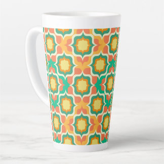 Tasse Latte Rétro Méditerranéen Orange Vert Blanc Jaune