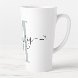 Tasse Latte Rêve de positivité Gros Sage Green Monogramme init