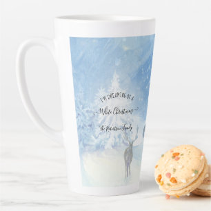 Tasse Latte Rêver Blanc Noël Neige Famille Arbres