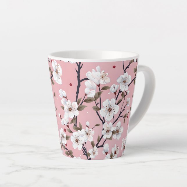 Tasse Latte Romantic Springtime Cherry Blossoms Japandi Floral (Angle droit)