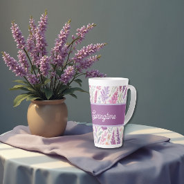 Tasse Latte Romantique lila rose pastel Botanique prés de prin