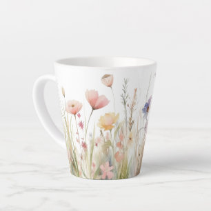 Tasse Latte Romantique, rustique, motif fleur sauvage