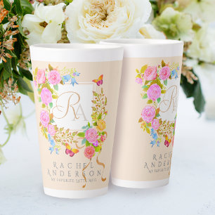Tasse Latte Romantisme Jardin Florant Monogramme Latte Beige M