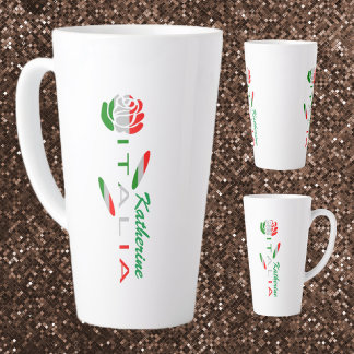 Tasse Latte Rosa Bandiera Italiana con Italia Personnalisée