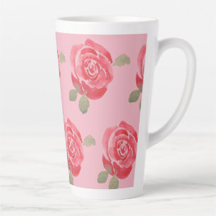 Tasse Latte Rose aquarelle