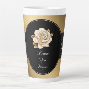 Tasse Latte Rose avec détails dorés scintillants