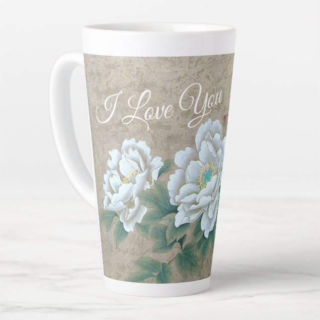 Tasse Latte Rose blanche (Angle gauche)