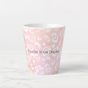 Tasse Latte Rose Féminin Léopard Animal Rose Blanc 