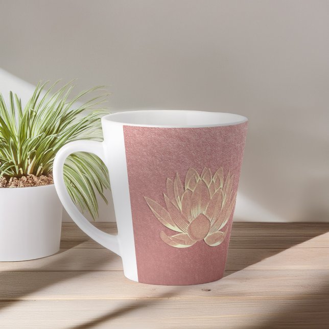 Tasse Latte Rose Gold Lotus Yoga Studio Méditation Instructeur (Créateur téléchargé)