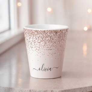 Tasse Latte Rose Gold - Parties scintillant rose pâle Nom du m