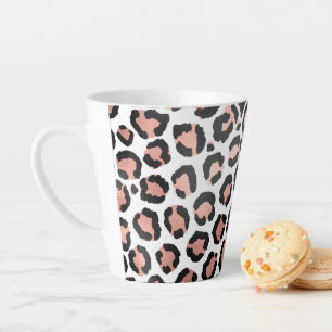 Tasse Latte Rose noir moderne  or Empreinte de léopard à huile