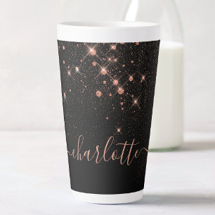 Tasse Latte Rose Parties scintillant Or Élégant Script glamour