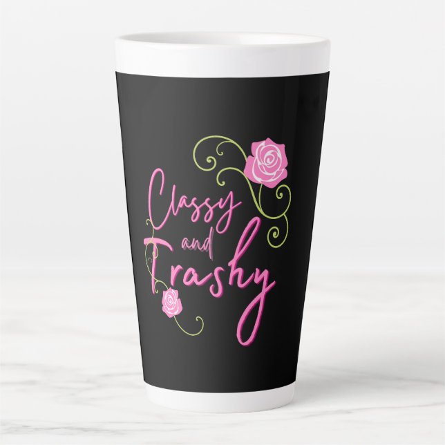 Tasse Latte Rose rose rose épicée et brillante (Devant)