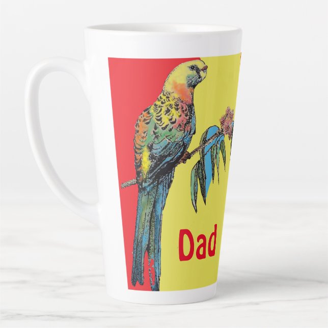 Tasse Latte Rosella Parrot Aquarelle Papa père Nom Café M (Gauche)