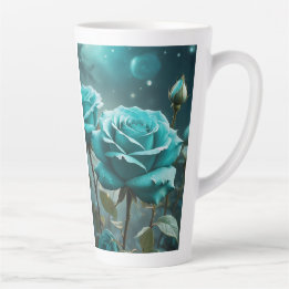 Tasse Latte Roses de Teal Intemporelles 