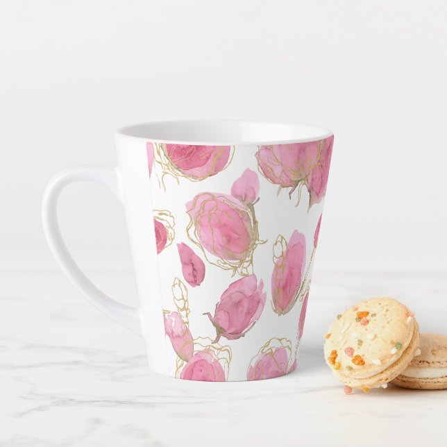 Tasse Latte Roses roses (En situation)