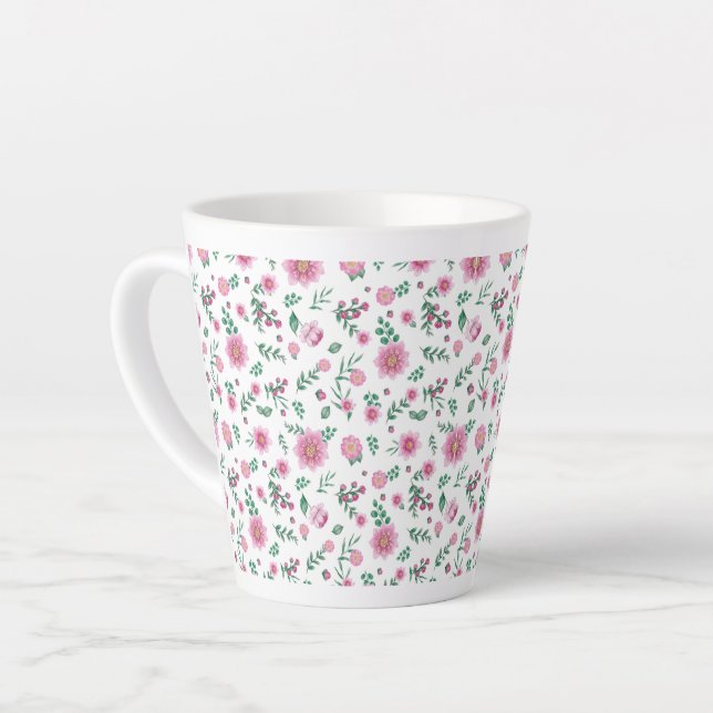 Tasse Latte Roses roses à profusion  (Angle gauche)