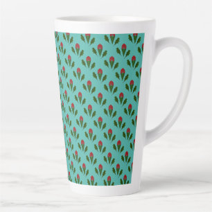 Tasse Latte Roses rouges Abstraites et fleurs Feuilles, Fontai