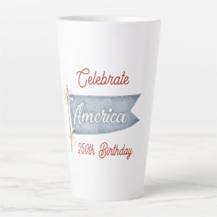 Tasse Latte Rouge Blanc Bleu Célébrez l'Amérique