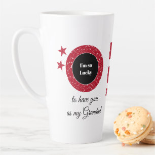Tasse Latte Rouge blanc tellement chanceux Papy avec photo