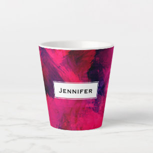 Tasse Latte Rouge foncé et violet Gras & Abstrait moderne