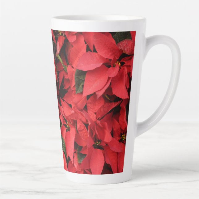 Tasse Latte Rouge Poinsettias II Noël Fête Florale (Droite)