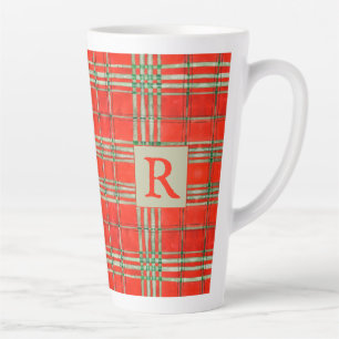 Tasse Latte ROUGE SCOTT TARTAN Tall LatMug + Initial