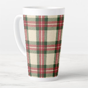 Tasse Latte Rouge Vert Crème Carreaux Rayures Noël