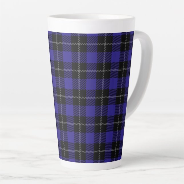 Tasse Latte Royal Blue Black Plaid (Angle droit)