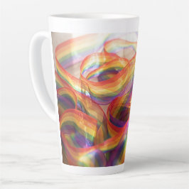 Tasse Latte ruban arc-en-ciel en cascade généré par Gemini