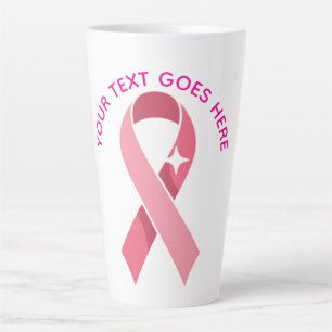 Tasse Latte Ruban Rose Personnalisé de Sensibilisation au Canc