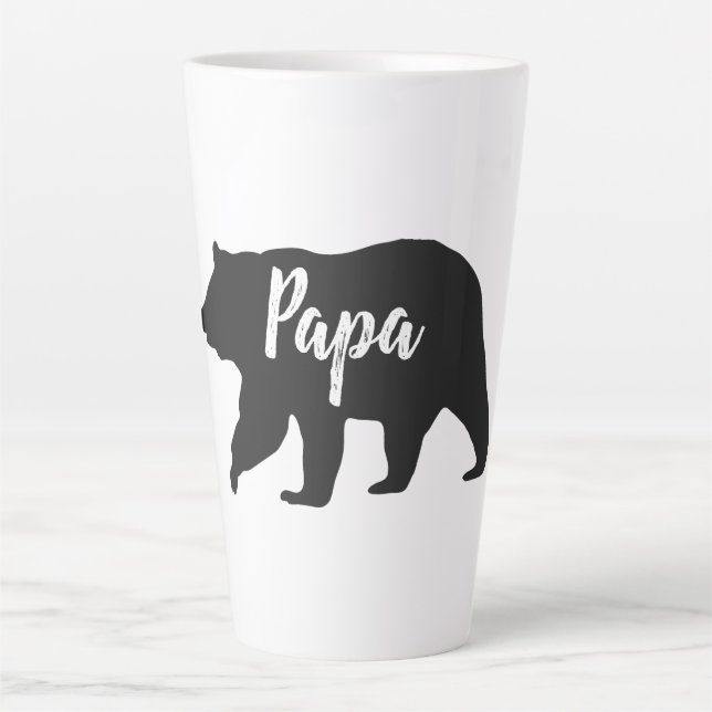 Tasse Latte Russe Papa Bear Simple Typographie noir et blanc (Devant)
