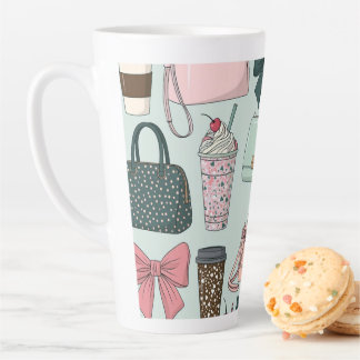Tasse Latte Sacs à main, rubans et lattés