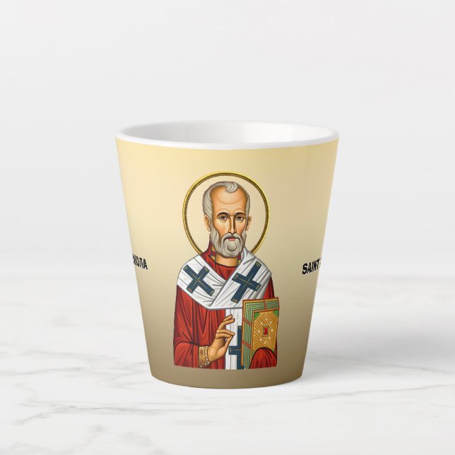 Tasse Latte Saint Nicolas saints orthodoxe serbe icône (Devant)