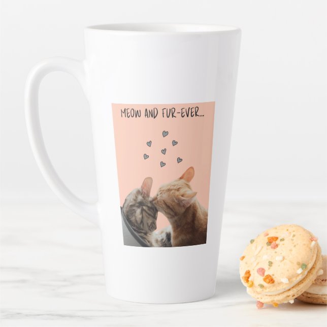 Tasse Latte Saint-Valentin Mug, Meow et Fur-Ever (En situation)