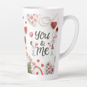Tasse Latte Saint-Valentin "Toi & Moi" romantique 