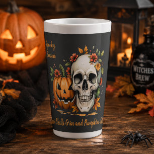 Tasse Latte Saison effrayante Crâne Citrouille Halloween