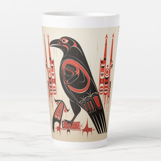 Tasse Latte Salish natif pacifique northwestern style art rave (Devant)