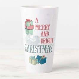 Tasse Latte Salutation de Noël vintage avec un ours polaire