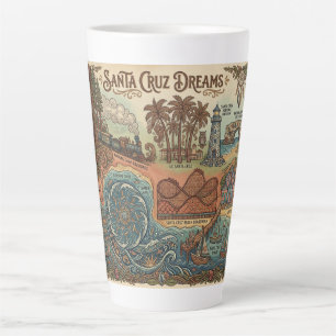 Tasse Latte Santa Cruz California Dreams Map – Côte vibrante