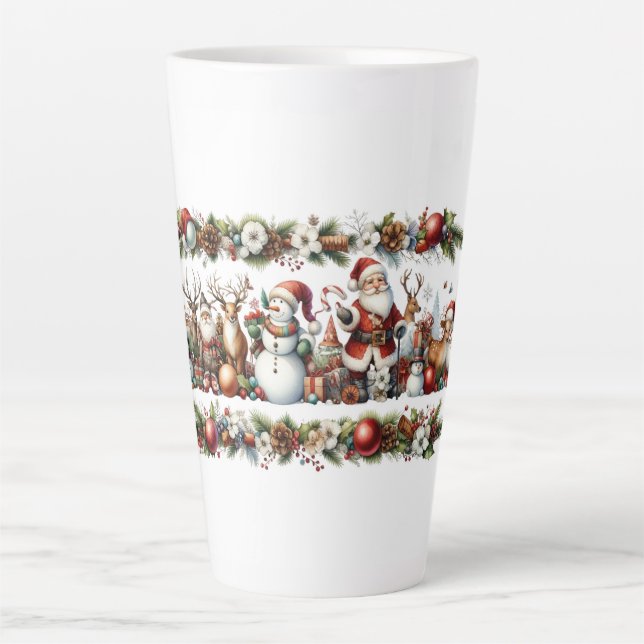 Tasse Latte Santa’s Merry Band in Evergreen Splendor (Devant)