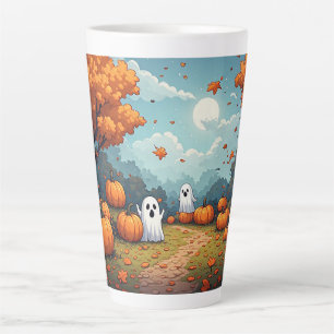 Tasse Latte Scène de forêt Halloween Patch de citrouille 🎃