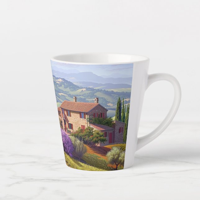 Tasse Latte Scène toscane 3 (Droite)