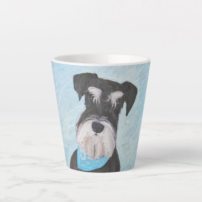 Tasse Latte Schnauzer (Miniature) Peinture - Chien original mi (Devant)