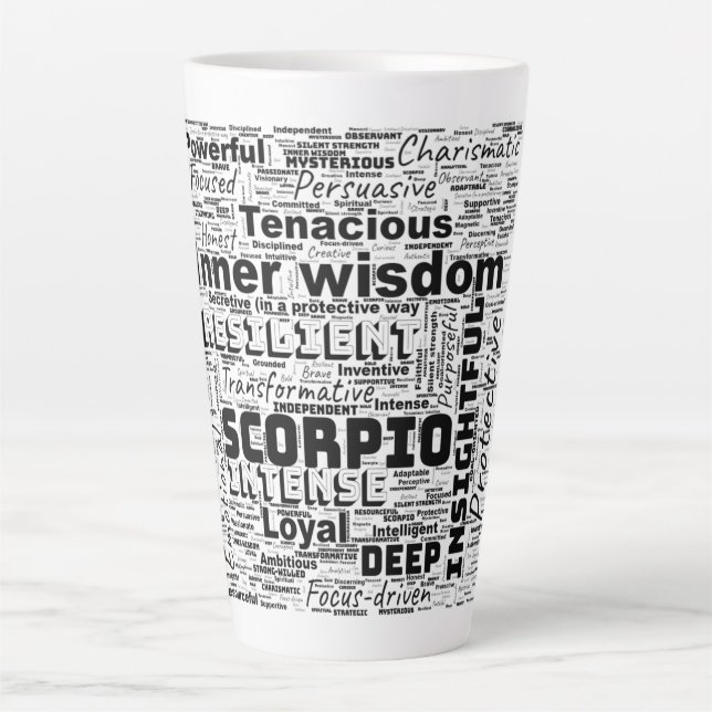 Tasse Latte Scorpio Zodiac Mot Cloud Inspiration (Devant)