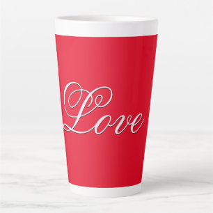 Tasse Latte Script de calligraphie Mariage tendance Love Red
