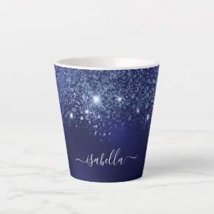 Tasse Latte Script de nom de monogramme de la parties scintill