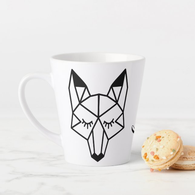 Tasse Latte Script Foxy Fox géométrique moderne (En situation)