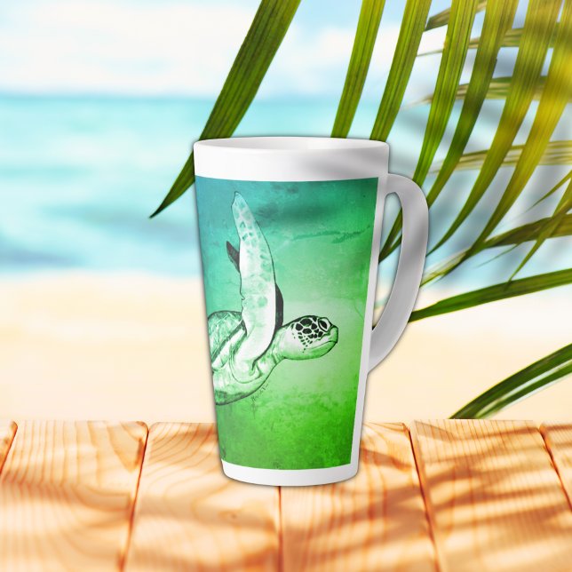 Tasse Latte Sea Turtle Spirit Animal Art original (Créateur téléchargé)