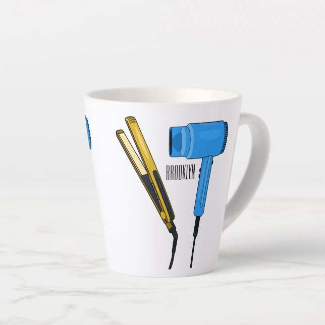 Tasse Latte Sèche-cheveux & lisseuse-cheveux illustration (Angle droit)
